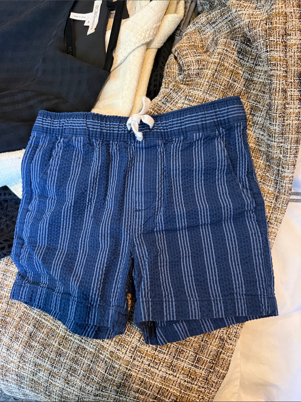 Janie and Jack Navy Blue Striped Drawstring Shorts
